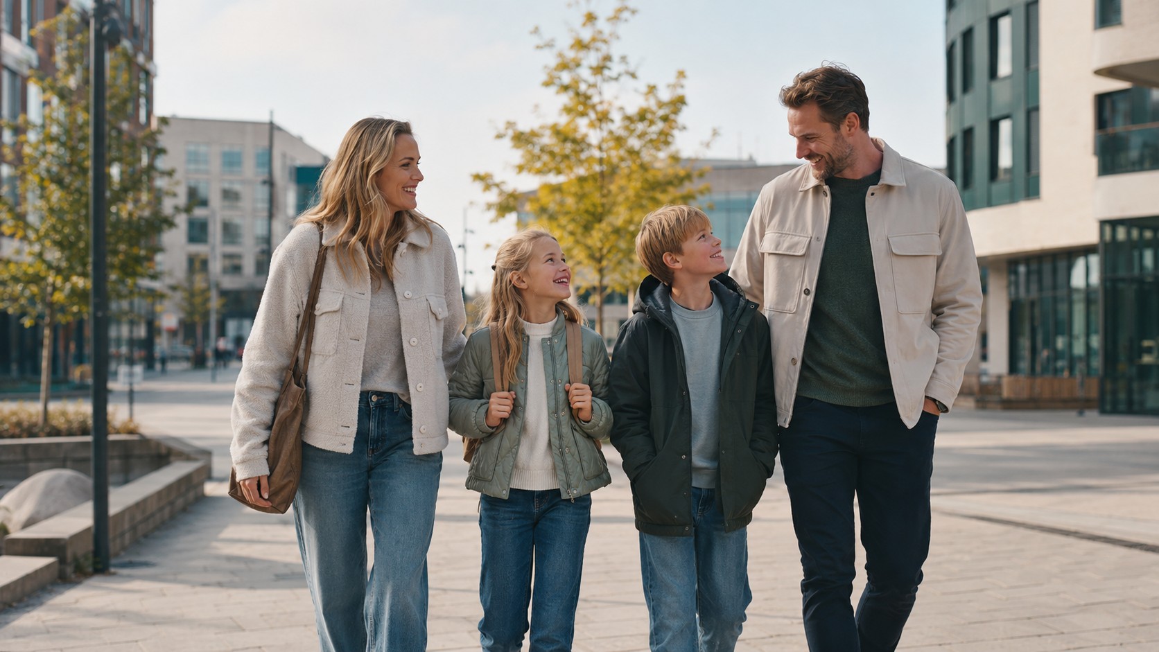 Familie i Lillestrøm sentrum