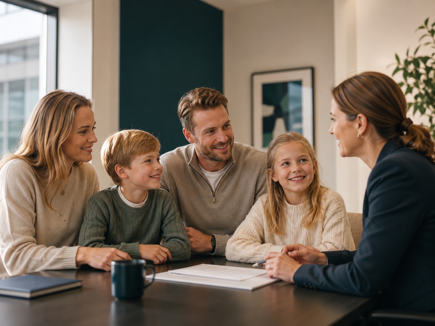 Familie i møte hos advokat i Lillestrøm