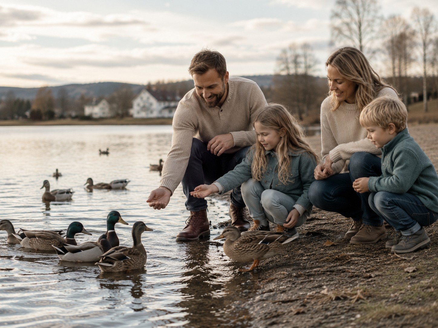 Familie mater ender ved vannet i Eidsvoll