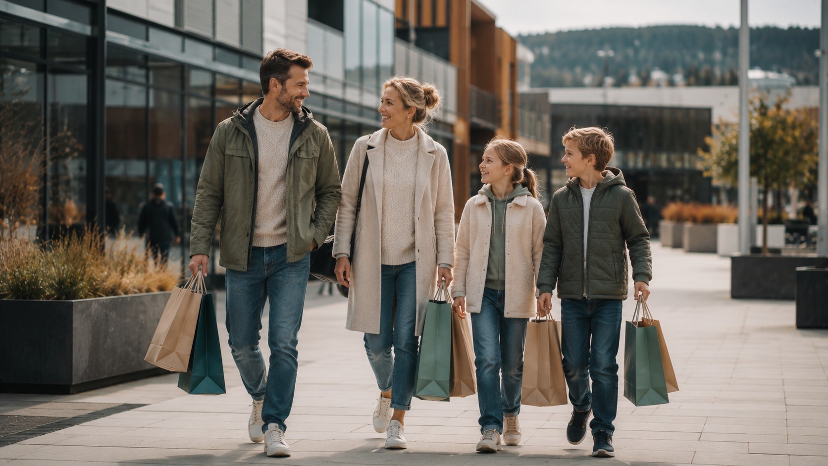 Familie på handletur på Strømmen